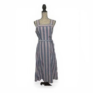 Jones Studio Blue and Pink Striped Midi Sundress.  100% Cotton.